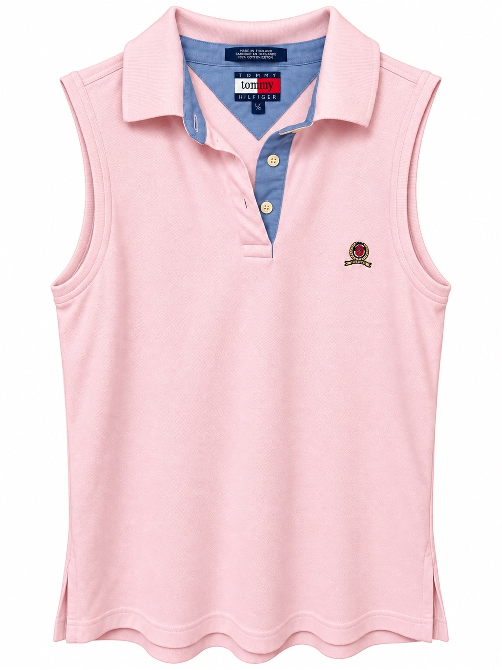 Tommy Hilfiger Vintage Pink Sleeveless Polo Top Women’s L 100% Cotton